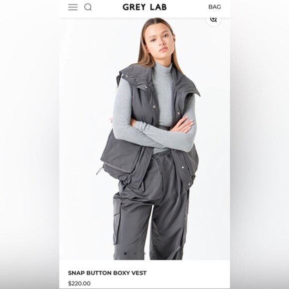 GREY LAB Snap Button Boxy Puffer Vest Size M - Picture 3 of 10